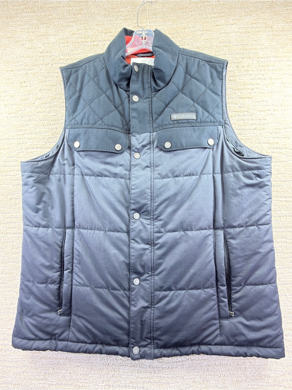 Like New Columbia Men’s Puffer Vest Full Zip Snap Front Pockets Gray Size L